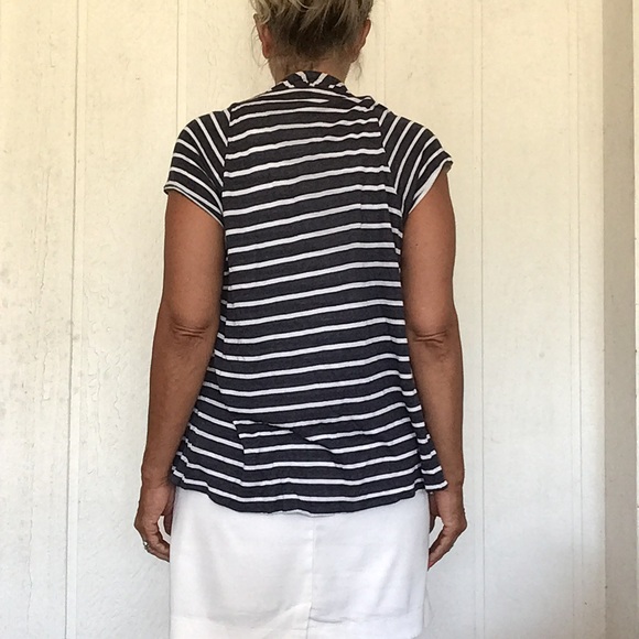 SPLENDID JERSEY KNIT STRIPED CARDIGAN BLUE AND WHITE MEDIUM - Picture 6 of 8